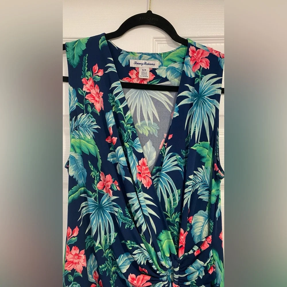 TOMMY BAHAMA Clara Floral Isle Sleeveless Faux-Wrap Maxi Dress • Size Small - Picture 6 of 8